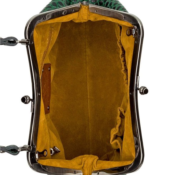 NWT Patricia Nash Green Crocodile print Leather Satchel Crossbody - Picture 4 of 8